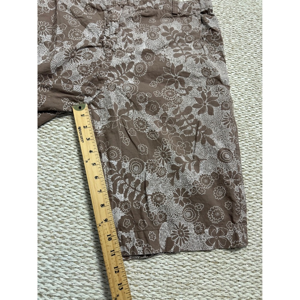 Fresh Produce Brown Floral Print Bermuda Shorts vintage Casual 90's Beachy euro - Picture 5 of 8